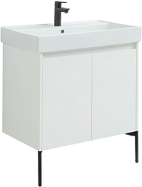 Aquanet Тумба под раковину Nova Lite 75 2 дверцы подвесная белая глянцевая – фотография-5