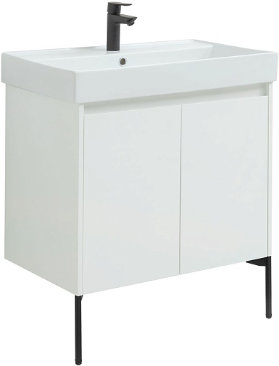 Aquanet Тумба под раковину Nova Lite 75 2 дверцы подвесная белая глянцевая – картинка-5