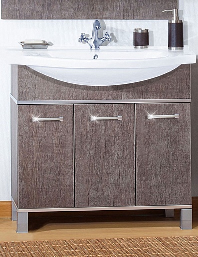 Бриклаер Мебель для ванной Карибы 100 дуб антик/сатин – картинка-5