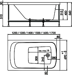 1ACReal Акриловая ванна Gamma 120x70 – фотография-10