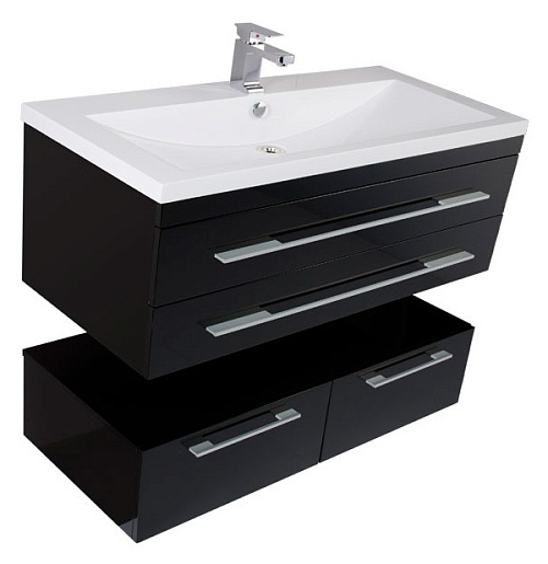 Aquanet Тумба с раковиной "Нота 100" черная (171495) – фотография-4