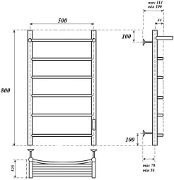 Point Полотенцесушитель электрический Афина П6 500x800 PN04858PB черный – фотография-5