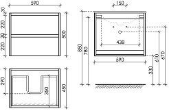 Sancos Тумба с раковиной Libra 60 дуб галифакс натуральный раковина Element 61 CN7001MB – фотография-8