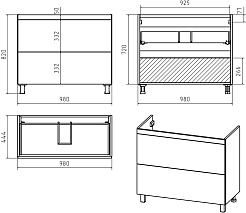 Misty Тумба под раковину Атлантик 100 2 ящика серый камень – фотография-2