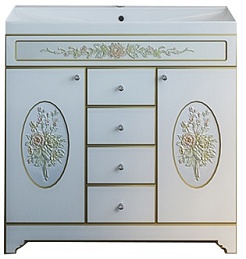 Misty Тумба с раковиной Milano 80 бежевая патина/декор – фотография-1