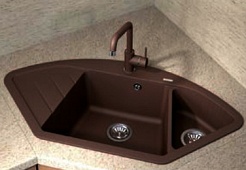 Florentina Мойка гранитная Веста угловая мокко – фотография-2