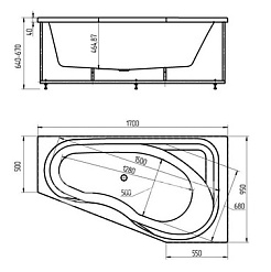 Aquatek Акриловая ванна Медея 170 R с гидромассажем – фотография-2