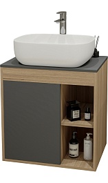 Teymi Тумба с раковиной Nura 60 дуб эврика/графит матовый T60529 раковина T50204 – фотография-1