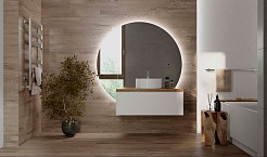 Jorno Тумба с раковиной Solis new 100 белая подвесная со столешницей из массива бука – фотография-3