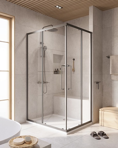 Cezares Душевой уголок Relax 304 RELAX-304-AH-2-120/90-C-GM 120x90 профиль оружейная сталь стекло прозрачное – фотография-2