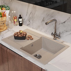 Mixline Мойка кухонная ML-GM31 бежевая – фотография-4