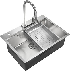 Milacio Мойка кухонная Denia 68 Steel со смесителем нержавеющая сталь – фотография-1