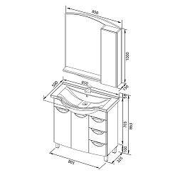 Aquanet Мебель для ванной "Асти 85" черная (178432) – фотография-4