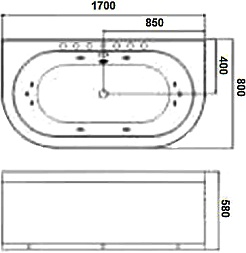 WeltWasser Акриловая ванна WW HB Seiler 170x80 WT с гидромассажем – фотография-3