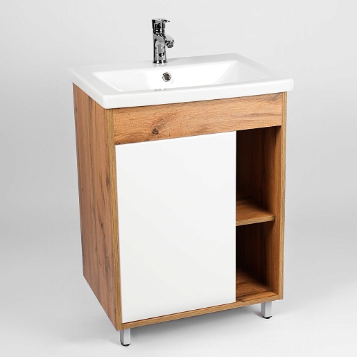 Viant Мебель для ванной Бостон 50 белая/дуб вотан – фотография-4