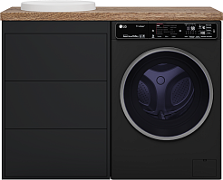 Brevita Тумба с раковиной Grafit 120 под стиральную машину графит/махагон – фотография-1