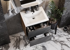 Акватон Мебель для ванной Сохо 60 R графит софт/дуб веллингтон – фотография-10