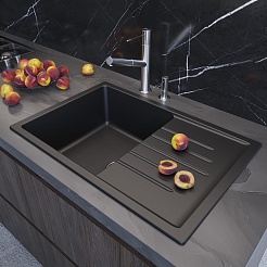 Mixline Мойка кухонная ML-GM19 ультра-черная – фотография-4