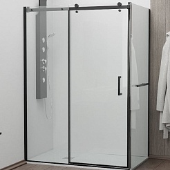 RGW Душевой уголок Tornado TO-44-1B (TO-14B + Z-060-2B) 140x90 профиль черный стекло прозрачное – фотография-1