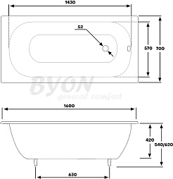 Byon Чугунная ванна BYON 13 160 см – фотография-7