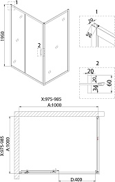 Niagara Душевая дверь в нишу Nova NG-82-10AB – фотография-3