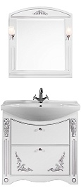 Водолей Мебель для ванной "Кармен 85" 2 ящика, белая/серебро – фотография-1
