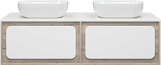 Misty Тумба с раковиной Дубль 150 подвесная дуб галифакс/белая