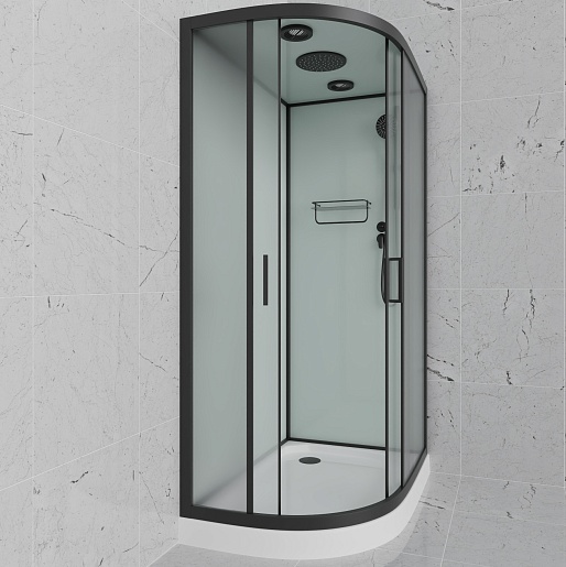 Frank Душевая кабина F411R M black с крышей профиль черный стекло матовое – фотография-2