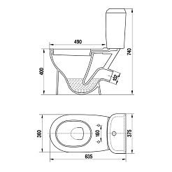 Керамин Унитаз-компакт Сити с мягким сиденьем, двойной спуск – фотография-2