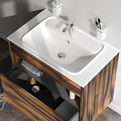 Am.Pm Тумба с раковиной Func 80 подвесная темное дерево – фотография-6