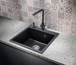Milacio Мойка кухонная Murcia 51 Cuarzo черная матовая – фотография-3