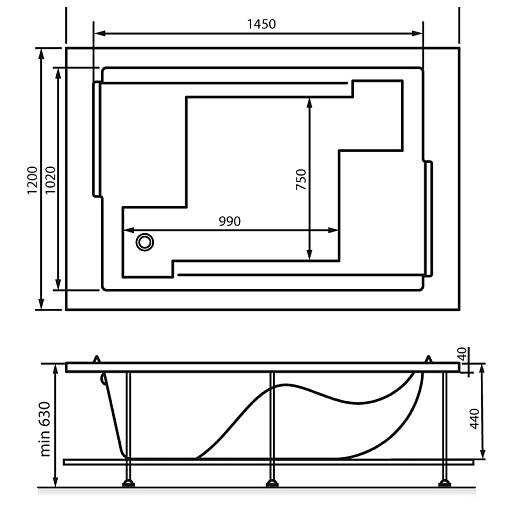 Vayer Каркас для ванны Coral 180x120 – картинка-3