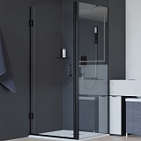 RGW Душевой уголок Hotel HO-045B (HO-011B + Z-050-2B + O-204B) 80x110 профиль черный стекло прозрачное