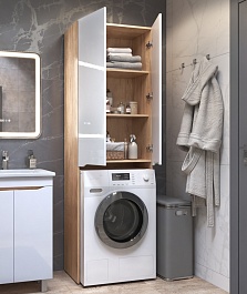 Vigo Шкаф пенал Grani 640 под стиральную машину белый/дуб золотой – фотография-3