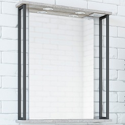 Sanflor Мебель для ванной Бруклин 60 подвесная бетон пайн экзотик/черный муар – фотография-11