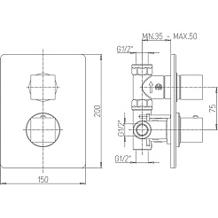 Paini Смеситель для душа Dax-DaxR 84CR690TH с термостатом, встраиваемый, хром – фотография-4
