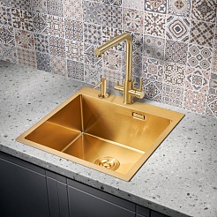Milacio Мойка кухонная Denia 51 Steel золото брашированное – фотография-4