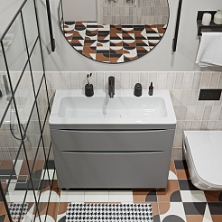 Vivon Тумба с раковиной Ostin 90 напольная серая матовая – фотография-3