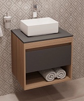 Teymi Тумба с раковиной Ritta 55 дуб эврика/графит матовый подвесная T60523 раковина T50304