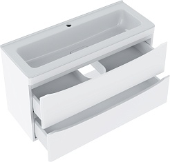 Vivon Тумба с раковиной Ostin 90 подвесная белая матовая – фотография-7