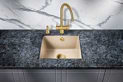 Milacio Мойка кухонная Leon 45 Cuarzo бежевая – фотография-2