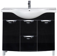 Aquanet Тумба с раковиной "Асти 105" черная, с б/к – фотография-1