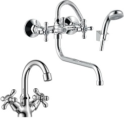 Rossinka Набор смесителей "2 в 1" SET02-50 для ванны, душа и раковины – фотография-1