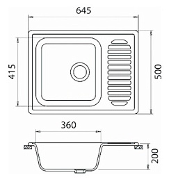 Granfest Мойка кухонная Standart GF-S645L Черный – фотография-3