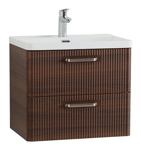 BelBagno Тумба с раковиной Due 60 подвесная Noce ручки Матовый атласный никель – фото-1