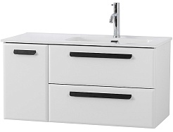 BelBagno Мебель для ванной Eco Cer-N 100-1 R bianco lucido CZR-8095-100-R ручки матовые чёрные – фотография-4
