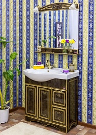 Sanflor Тумба с раковиной Адель 82 R венге, патина золото – фотография-4