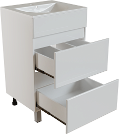 Mixline Тумба под раковину Брикс 50 2 ящика белая – фотография-2
