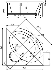 Aquatek Акриловая ванна Калипсо 146х146 с гидромассажем – фотография-4