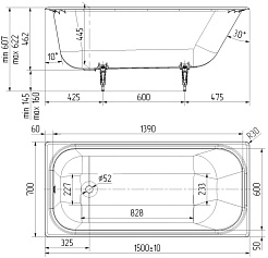 Maroni Ванна чугунная Aura Lux 150х70 – фотография-3
